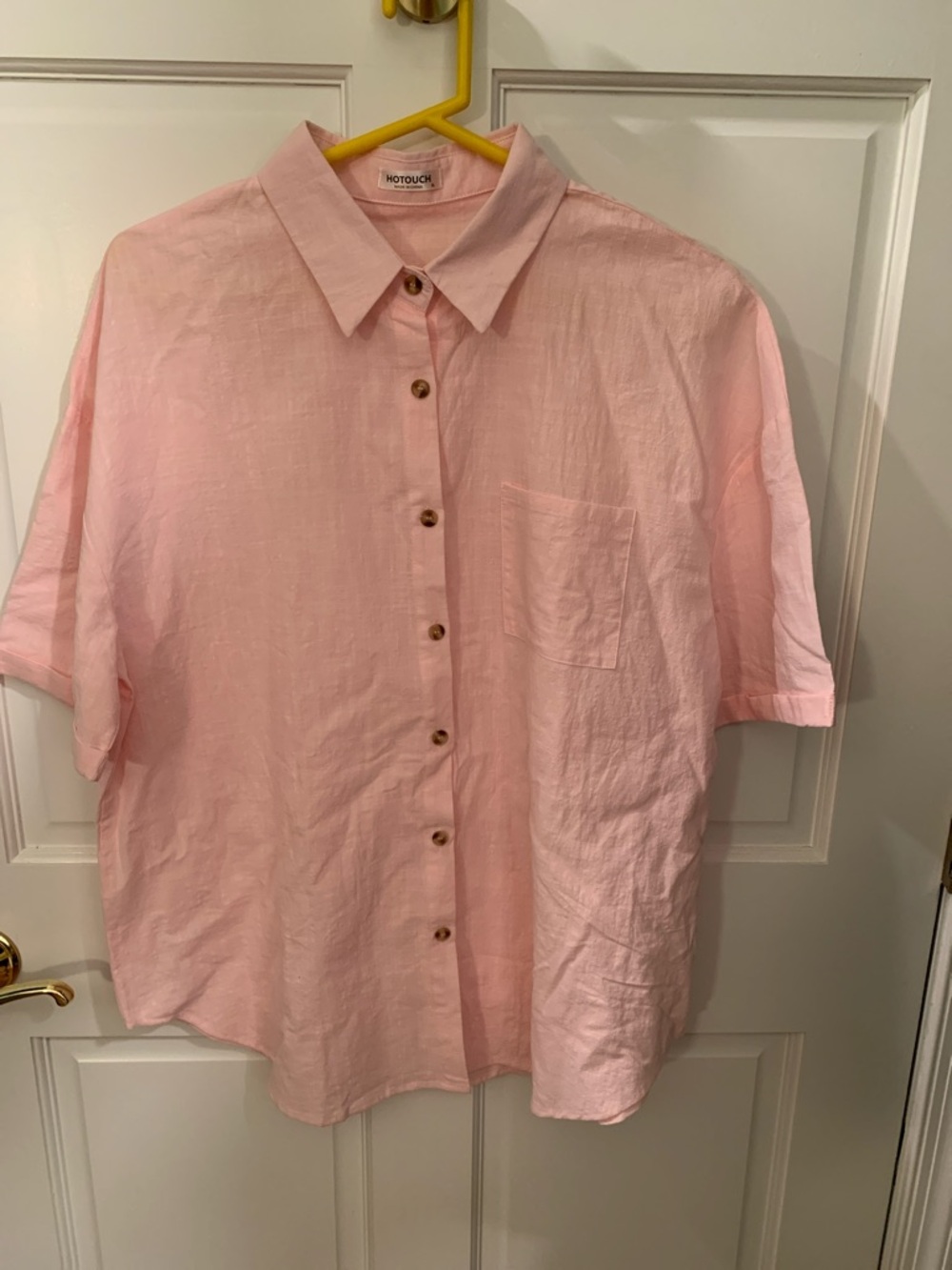 Hotouch Linen Soft Pink Button-Up Shirt Women’s XL